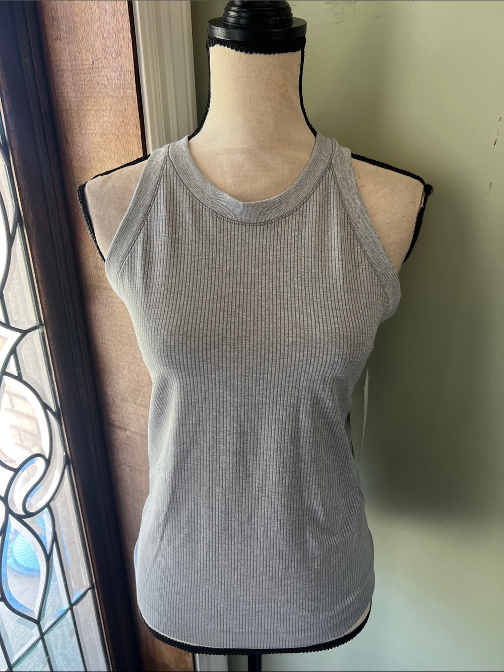 90 Degree By Reflex Ribbed High-Neck Tank Top - Light Gray